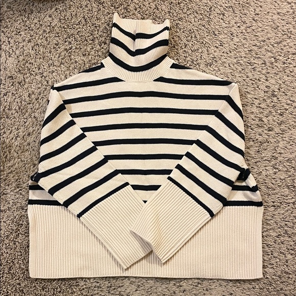 Gap Striped Turtleneck Sweater - Navy and Cream - Picture 1 of 4